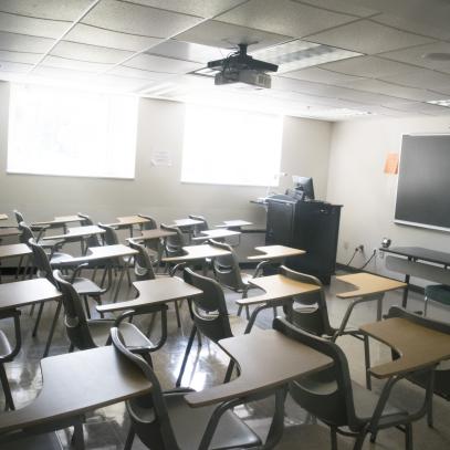 Classroom with blackboard