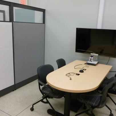 Small group study space with TV