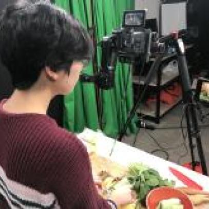 Image of student in front of camera