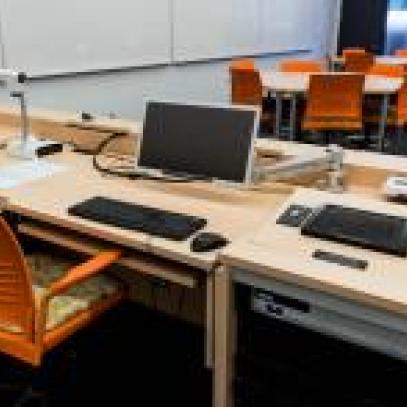 Image of active learning classroom from teacher perspective