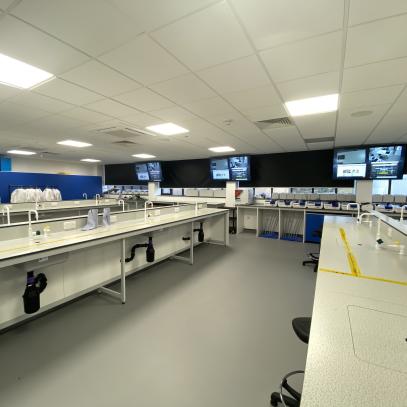 Lab with multiple wall displays