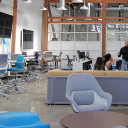 Wide angle view of active learning classroom